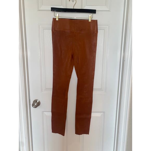SPRWMN High-Waist Leather Leggings Brown Cocoa Size Medium